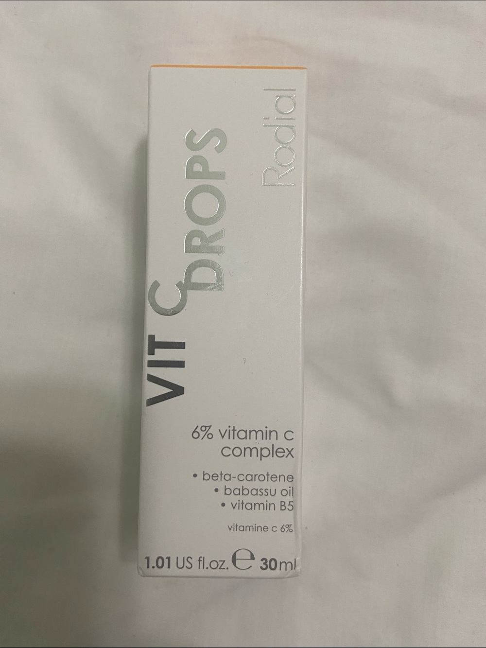 Rodial White and Pale Orange VIT C Drops Serum Box